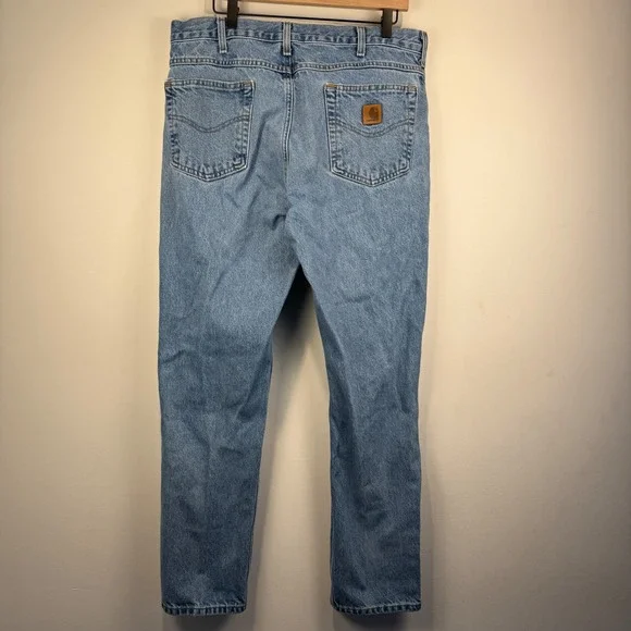 Vintage Carhartt Light Wash Straight Leg Denim Grunge Jeans Size 34x32
